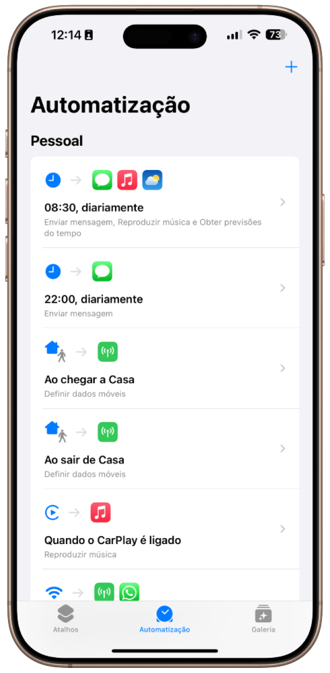Exemplo de mensagens automáticas